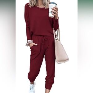 🆕Fall 2 Piece Lounge Outfit Long Sleeve Tops High Waisted Jogger Pants Set